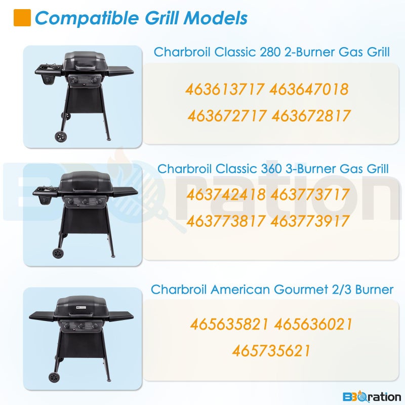 BBQration Grill Parts for Charbroil Classic 280 2-Burner 463672817-P2 463672717 463613717 463672817 G215-0203-W1 Charbroil Classic Grill Replacement Parts, for American Gourmet 465635821 465636021 - Image 2